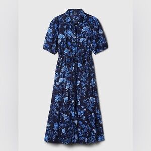 Gap 100% Cotton Floral Puff Sleeve Midi Dress